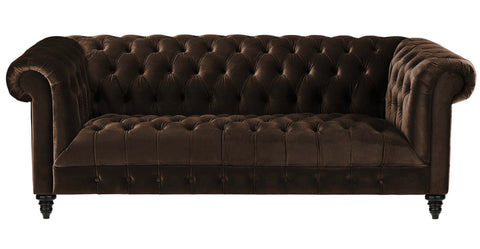 Alcester - Brown Velvet 3 Seater Chesterfield Sofa-Sofa-Belle Fierté