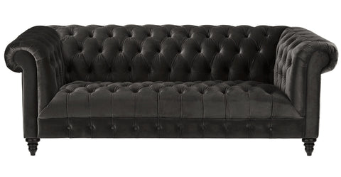 Alcester - Charcoal Velvet 3 Seater Chesterfield Sofa-Sofa-Belle Fierté