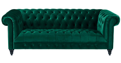 Alcester - Emerald Green Velvet 3 Seater Chesterfield Sofa-Sofa-Belle Fierté