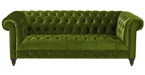 Alcester - Lime Green Velvet 3 Seater Chesterfield Sofa-Sofa-Belle Fierté