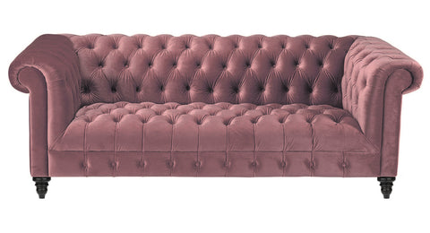 Alcester - Pink Velvet 3 Seater Chesterfield Sofa-Sofa-Belle Fierté