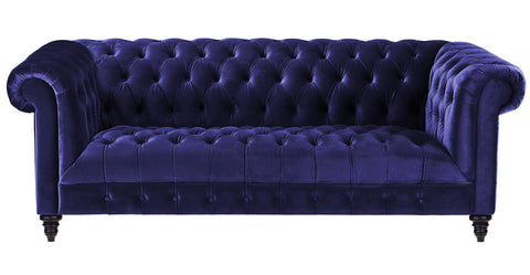 Alcester - Royal Blue Velvet 3 Seater Chesterfield Sofa-Sofa-Belle Fierté