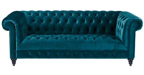 Alcester - Teal Velvet 3 Seater Chesterfield Sofa-Sofa-Belle Fierté