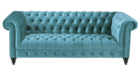 Alcester - Turquoise Velvet 3 Seater Chesterfield Sofa-Sofa-Belle Fierté