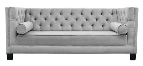 Amelia - Grey Velvet 3 Seater Chesterfield Sofa-Sofa-Belle Fierté