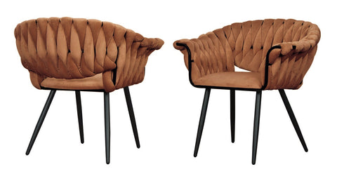 Armand - Burnt Orange Velvet Black Leg Dining Chair, Set of 2-Chair Set-Belle Fierté