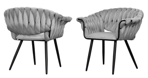 Armand - Grey Velvet Black Leg Dining Chair, Set of 2-Chair Set-Belle Fierté