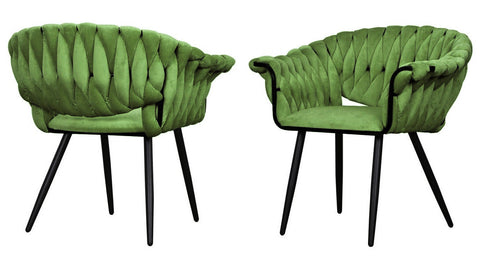 Armand - Lime Green Velvet Black Leg Dining Chair, Set of 2-Chair Set-Belle Fierté