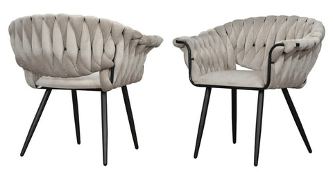 Armand - Mink Velvet Black Leg Dining Chair, Set of 2-Chair Set-Belle Fierté