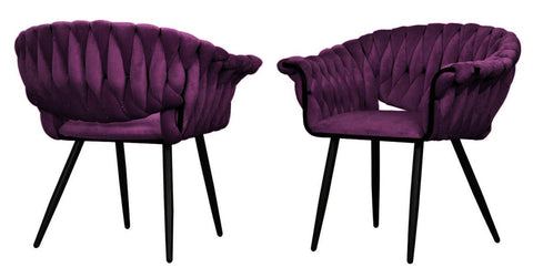 Armand - Plum Velvet Black Leg Dining Chair, Set of 2-Chair Set-Belle Fierté