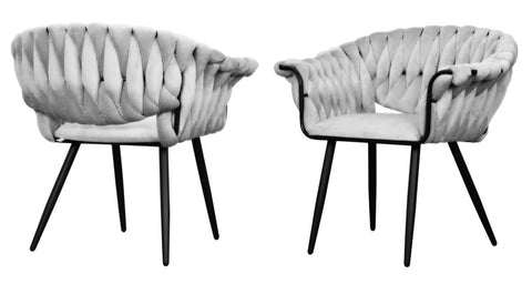 Armand - Silver Grey Velvet Black Leg Dining Chair, Set of 2-Chair Set-Belle Fierté