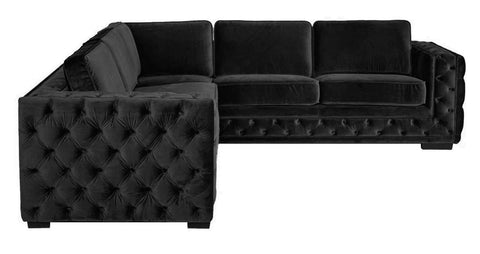 Astoria - Black Velvet Corner Sofa, Modern L Shape Sofa, 280x260cm-Sofa-Belle Fierté