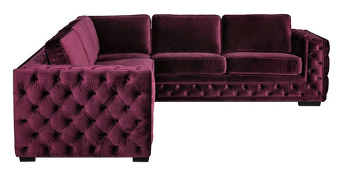 Astoria - Burgundy Velvet Corner Sofa, Modern L Shape Sofa, 280x260cm-Sofa-Belle Fierté