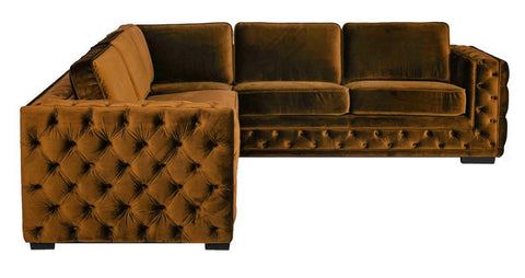 Astoria - Burnt Orange Velvet Corner Sofa, Modern L Shape Sofa, 280x260cm-Sofa-Belle Fierté