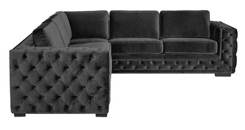 Astoria - Charcoal Velvet Corner Sofa, Modern L Shape Sofa, 280x260cm-Sofa-Belle Fierté