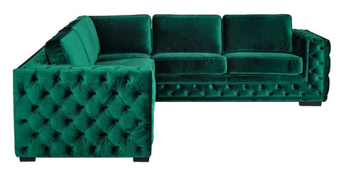 Astoria - Green Velvet Corner Sofa, Modern L Shape Sofa, 280x260cm-Sofa-Belle Fierté