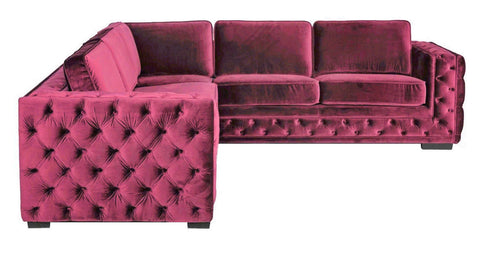 Astoria - Fuchsia Velvet Corner Sofa, Modern L Shape Sofa, 280x260cm-Sofa-Belle Fierté