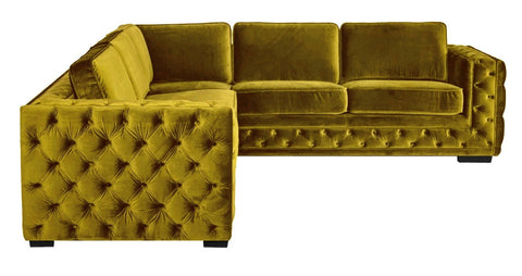 Astoria - Mustard Velvet Corner Sofa, Modern L Shape Sofa, 280x260cm-Sofa-Belle Fierté