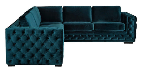 Astoria - Teal Velvet Corner Sofa, Modern L Shape Sofa, 280x260cm-Sofa-Belle Fierté