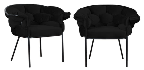 Audrey - Black Velvet Black Leg Dining Chair, Set of 2-Chair Set-Belle Fierté