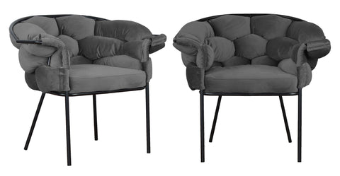 Audrey - Charcoal Velvet Black Leg Dining Chair, Set of 2-Chair Set-Belle Fierté