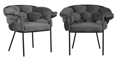 Audrey - Charcoal Velvet Black Leg Dining Chair, Set of 2-Chair Set-Belle Fierté