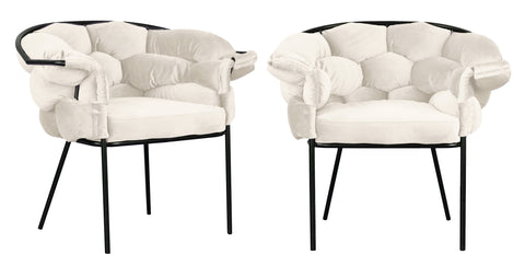 Audrey - Beige Velvet Black Leg Dining Chair, Set of 2-Chair Set-Belle Fierté