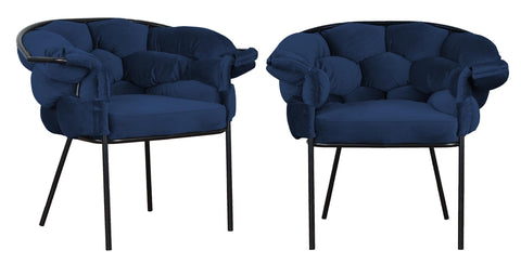 Audrey - Navy Blue Velvet Black Leg Dining Chair, Set of 2-Chair Set-Belle Fierté