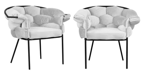 Audrey - Silver Velvet Black Leg Dining Chair, Set of 2-Chair Set-Belle Fierté