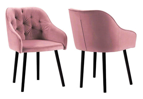Bergen - Dusty Pink Tufted Velvet Dining Chair, Set of 2-Chair Set-Belle Fierté