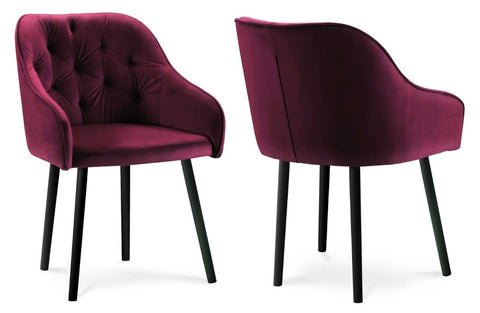 Bergen - Burgundy Tufted Velvet Dining Chair, Set of 2-Chair Set-Belle Fierté