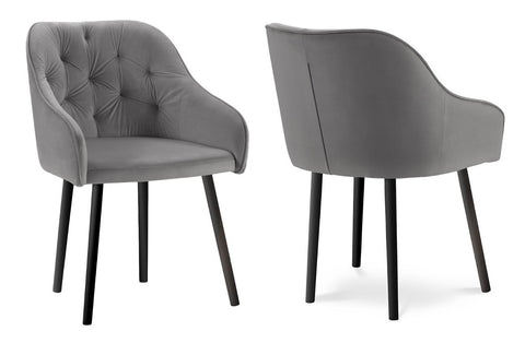 Bergen - Grey Tufted Velvet Dining Chair, Set of 2-Chair Set-Belle Fierté