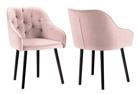 Bergen - Light Pink Tufted Velvet Dining Chair, Set of 2-Chair Set-Belle Fierté