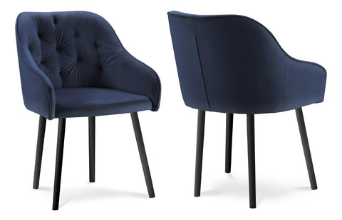 Bergen - Navy Blue Tufted Velvet Dining Chair, Set of 2-Chair Set-Belle Fierté