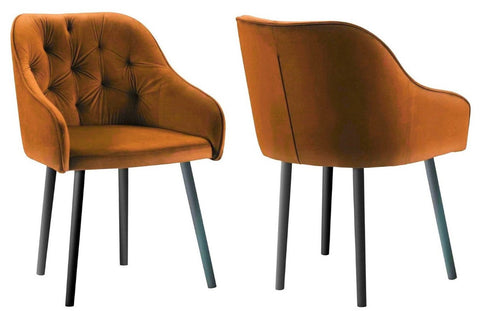 Bergen - Burnt Orange Tufted Velvet Dining Chair, Set of 2-Chair Set-Belle Fierté