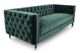 Acerra - Green Velvet Sofa, Chesterfield Sofa, 230x85x75cm-Sofa-Belle Fierté