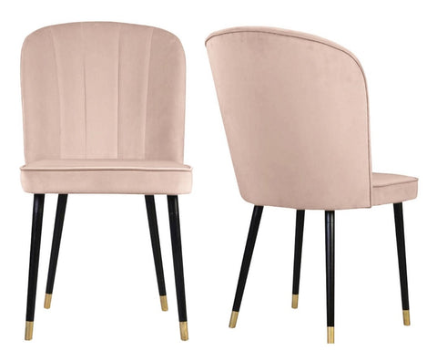 Bruton - Light Pink Velvet Dining Chair, Set of 2-Chair Set-Belle Fierté
