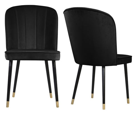 Bruton - Black Velvet Dining Chair, Set of 2-Chair Set-Belle Fierté