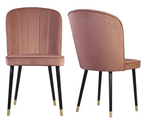Bruton - Pink Velvet Dining Chair, Set of 2-Chair Set-Belle Fierté