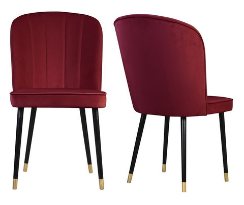 Bruton - Red Velvet Dining Chair, Set of 2-Chair-Belle Fierté