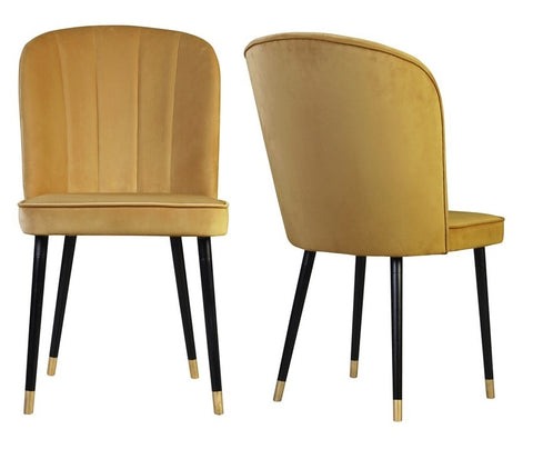 Bruton - Mustard Velvet Dining Chair, Set of 2-Chair Set-Belle Fierté