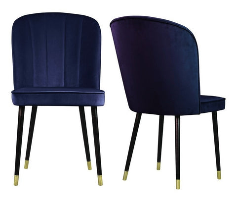 Bruton - Navy Blue Velvet Dining Chair, Set of 2-Chair-Belle Fierté