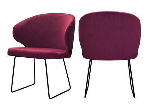 Bryson - Burgundy Velvet Modern Metal Base Dining Chair, Set of 2-Chair Set-Belle Fierté