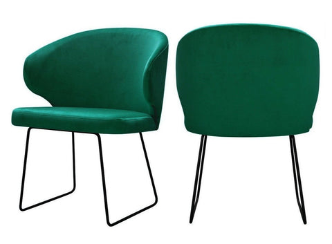 Bryson - Green Velvet Modern Metal Base Dining Chair, Set of 2-Chair Set-Belle Fierté