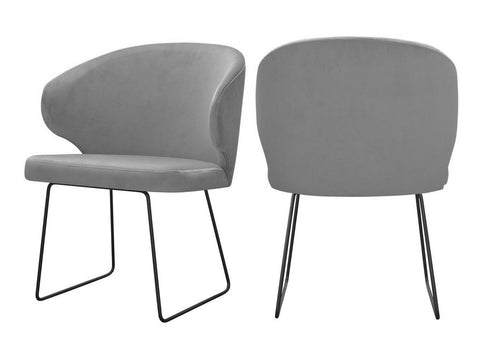 Bryson - Grey Velvet Modern Metal Base Dining Chair, Set of 2-Chair Set-Belle Fierté