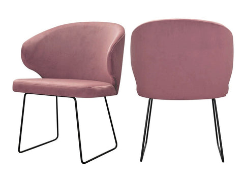 Bryson - Pink Velvet Modern Metal Base Dining Chair, Set of 2-Chair Set-Belle Fierté