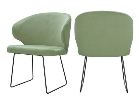 Bryson - Sage Green Velvet Modern Metal Base Dining Chair, Set of 2-Chair Set-Belle Fierté