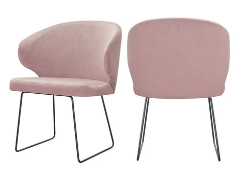 Bryson - Salmon Pink Velvet Modern Metal Base Dining Chair, Set of 2-Chair Set-Belle Fierté