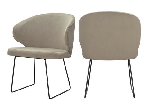 Bryson - Taupe Velvet Modern Metal Base Dining Chair, Set of 2-Chair Set-Belle Fierté