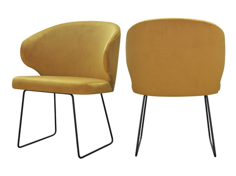 Bryson - Mustard Velvet Modern Metal Base Dining Chair, Set of 2-Chair Set-Belle Fierté